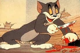 Imagen popular en la que Tom por fin logra matar a Jerry de una manera muy sangrienta.